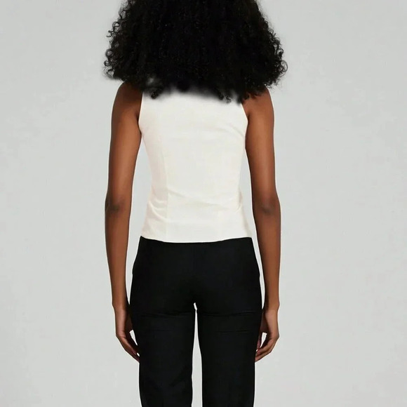 Apricot Casual Women's Summer Solid Color V-Neck Knotted Tank Top - Picture 2 of 6